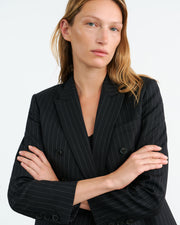 DURAN JACKET IN DARK CHARCOAL PINSTRIPE