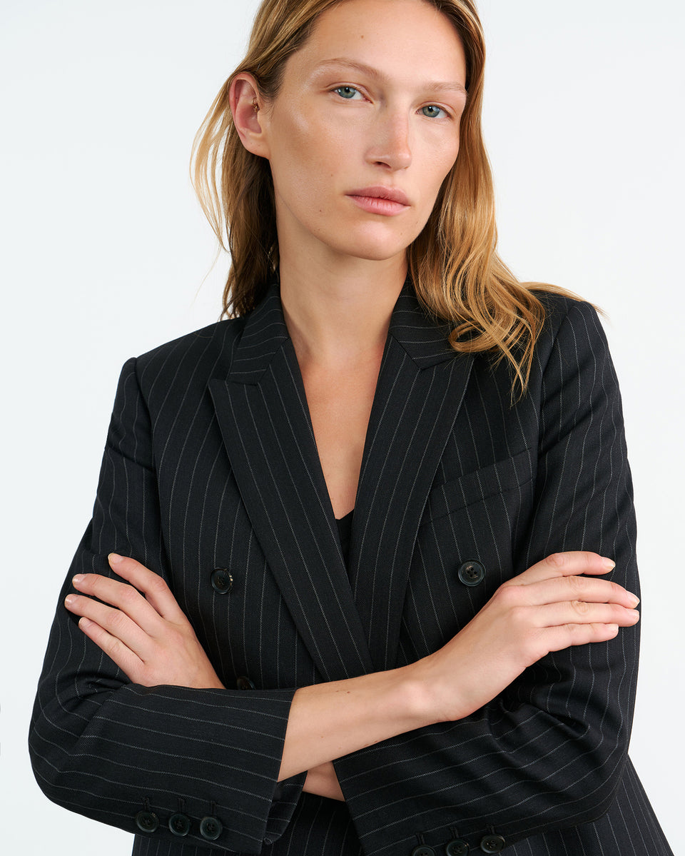 DURAN JACKET IN DARK CHARCOAL PINSTRIPE