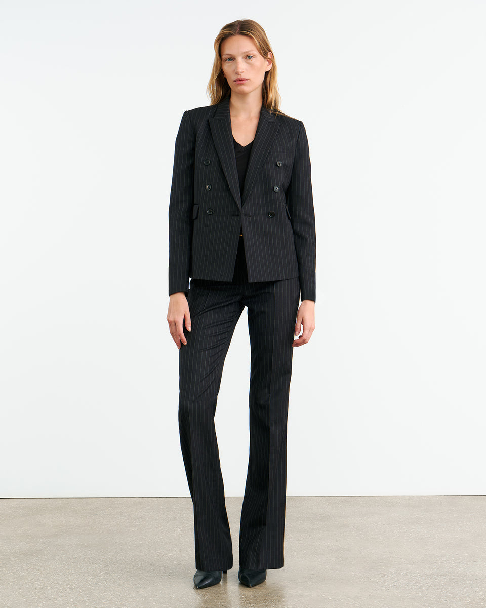 DURAN JACKET IN DARK CHARCOAL PINSTRIPE