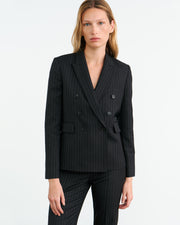 DURAN JACKET IN DARK CHARCOAL PINSTRIPE