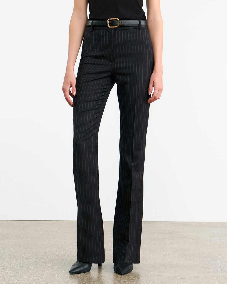 CORETTE WOOL PANT IN DARK CHARCOAL PINSTRIPE