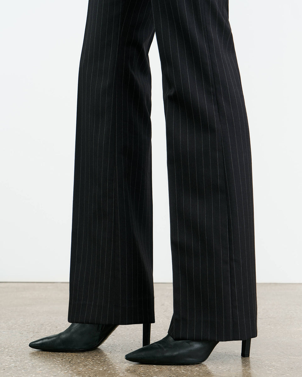 CORETTE WOOL PANT IN DARK CHARCOAL PINSTRIPE