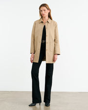 BALZAC SHORT DUSTER COAT IN DESERT KHAKI