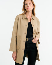 BALZAC SHORT DUSTER COAT IN DESERT KHAKI