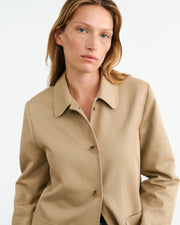 BALZAC SHORT DUSTER COAT IN DESERT KHAKI