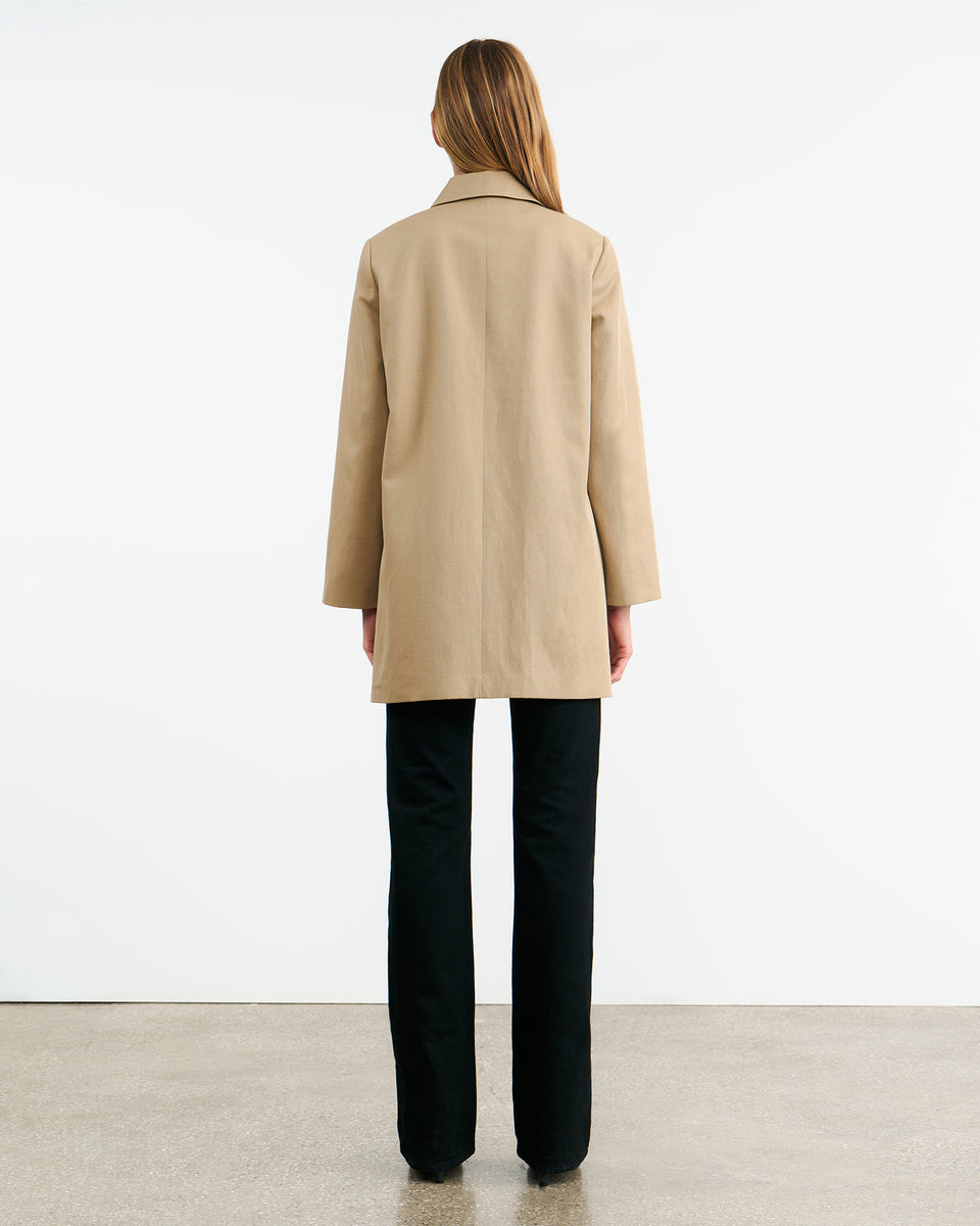 BALZAC SHORT DUSTER COAT IN DESERT KHAKI