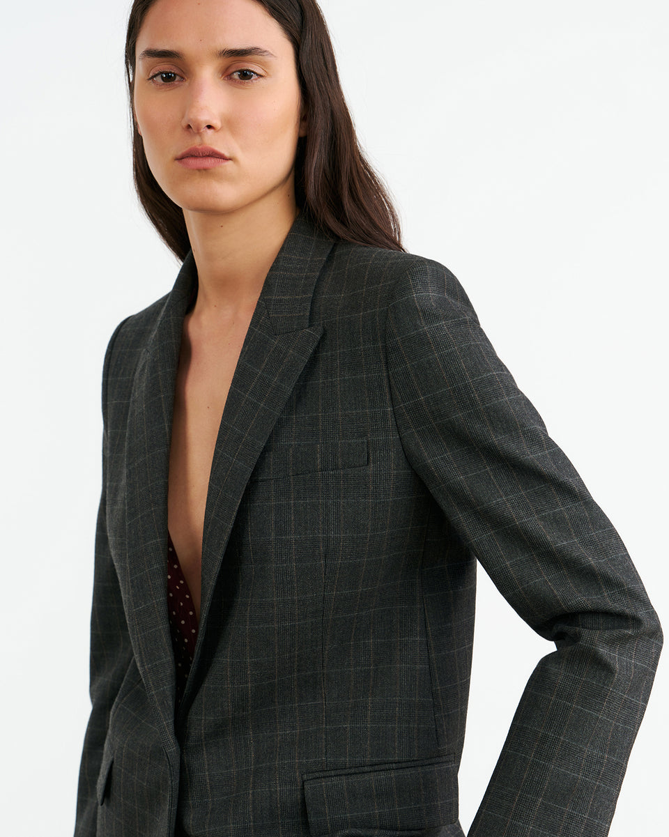 DIANE BLAZER IN ESPRESSO CHECK
