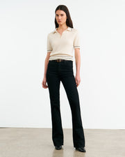 CARLINE CASHMERE POLO IN IVORY/BLACK