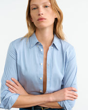 DYLLAN SHIRT IN IVORY/BLUE STRIPES