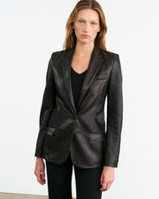 BELMONDE LEATHER TAILORED JACKET IN BLACK