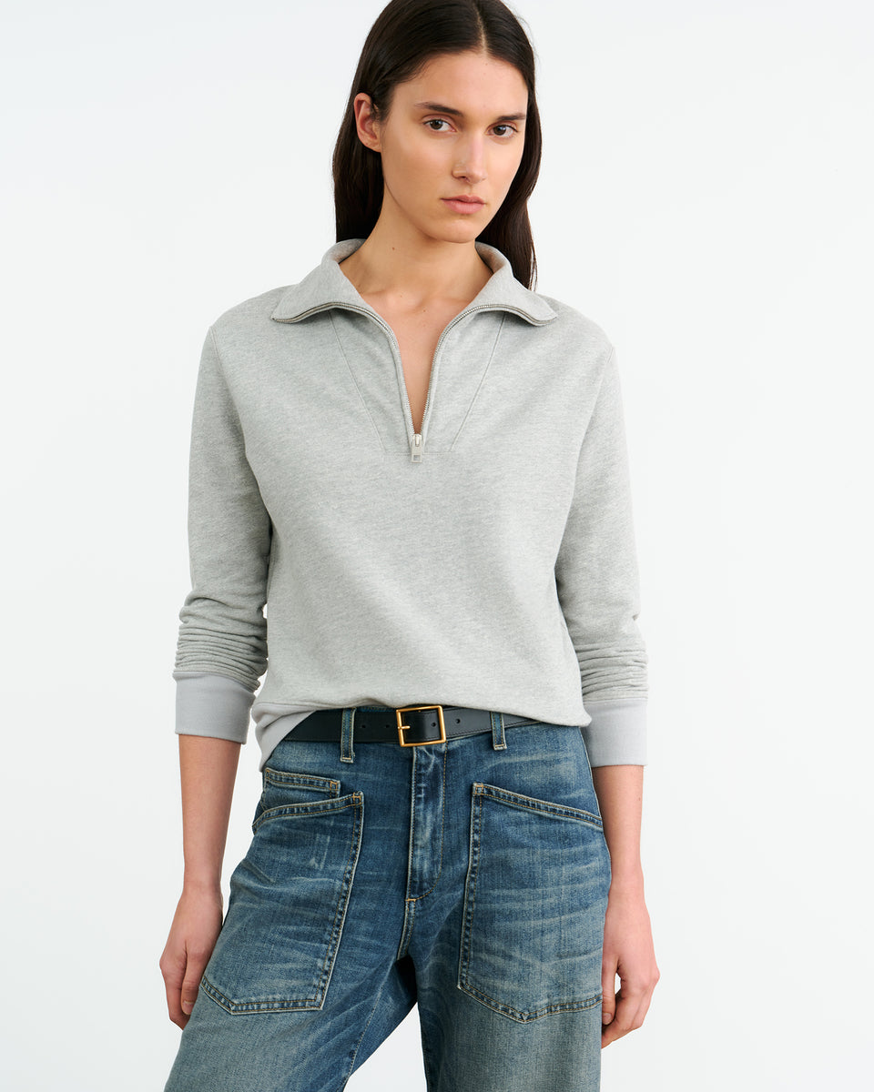 DIYA QUARTER ZIP SWEATSHIRT IN HEATHER GREY
