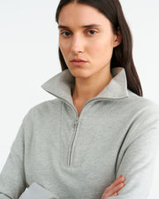 DIYA QUARTER ZIP SWEATSHIRT IN HEATHER GREY