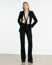 HANFORD SILK SHIRT IN IVORY/BLACK