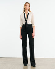 HANFORD SILK SHIRT IN IVORY/BLACK