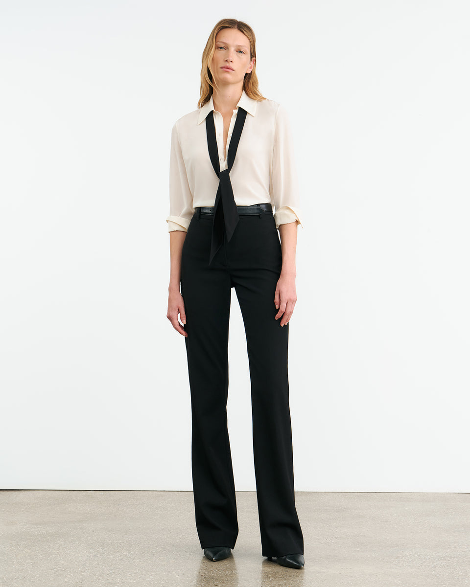 HANFORD SILK SHIRT IN IVORY/BLACK