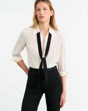 HANFORD SILK SHIRT IN IVORY/BLACK