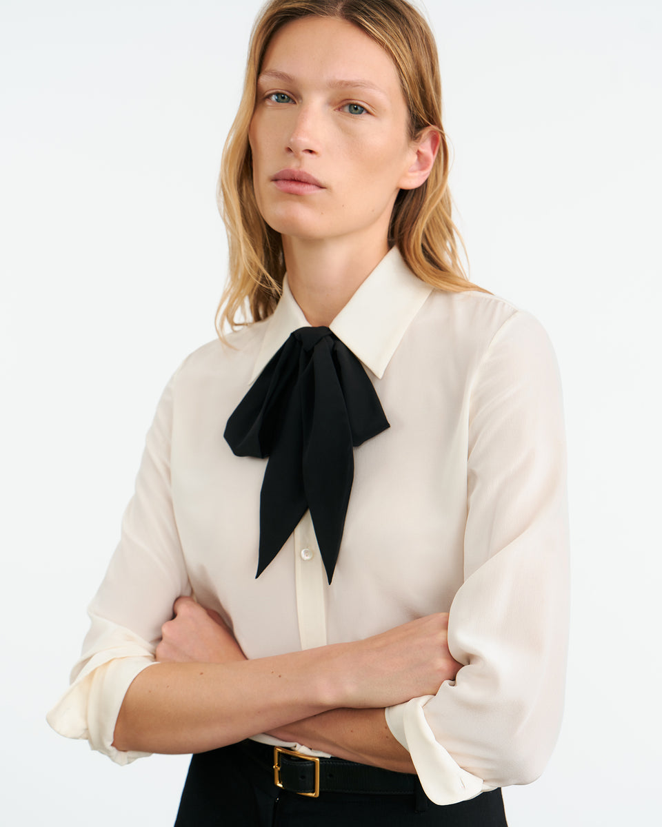 HANFORD SILK SHIRT Women's Fixed Combo Tie Detail At Back Nili