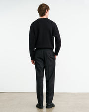 LAWRENCE WOOL PANT IN DARK CHARCOAL PINSTRIPE