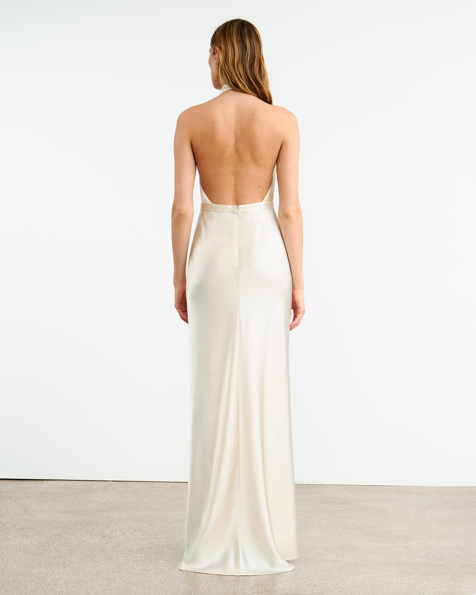 ESSY SILK GOWN IN IVORY