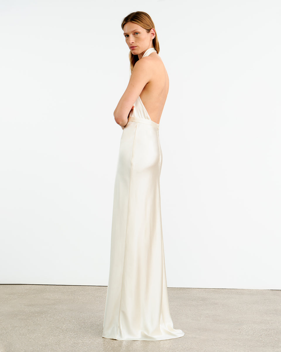 ESSY SILK GOWN | Women's Plunging Halterneck Floor Length Charmeuse | Nili Lotan ESSY SILK GOWN | Women's Plunging Halterneck Floor Length Charmeuse | Nili Lotan