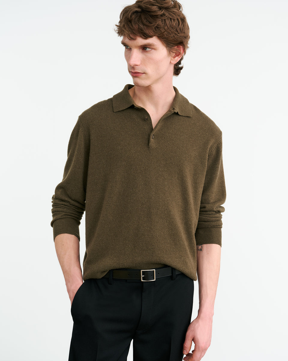 JOVAN CASHMERE POLO IN DARK MOSS
