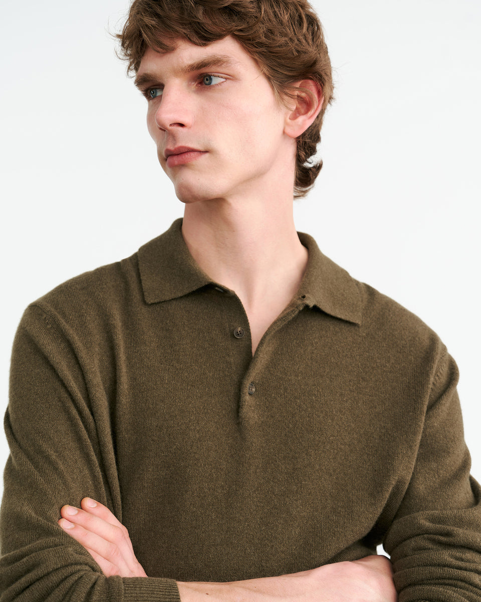 JOVAN CASHMERE POLO IN DARK MOSS