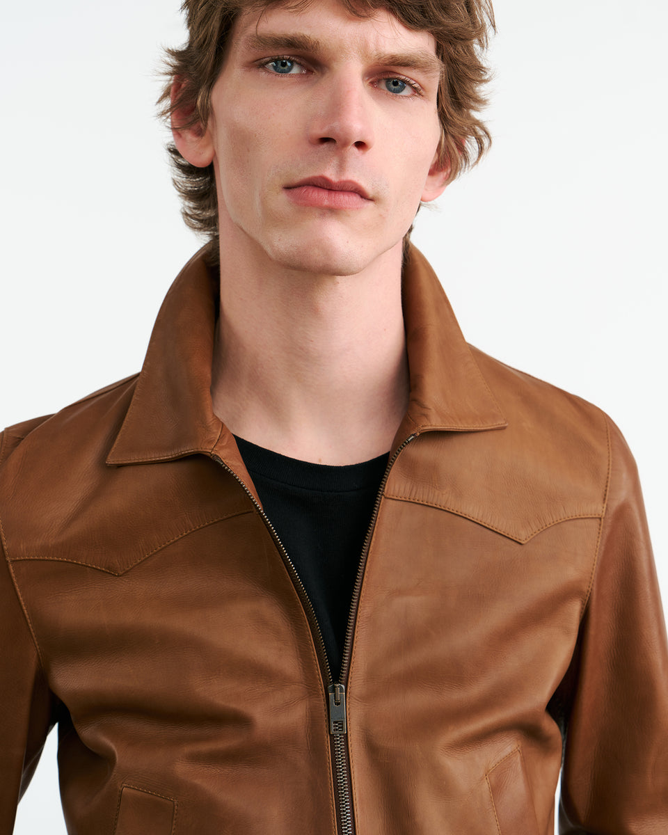 HAMMOND LEATHER JACKET IN COGNAC