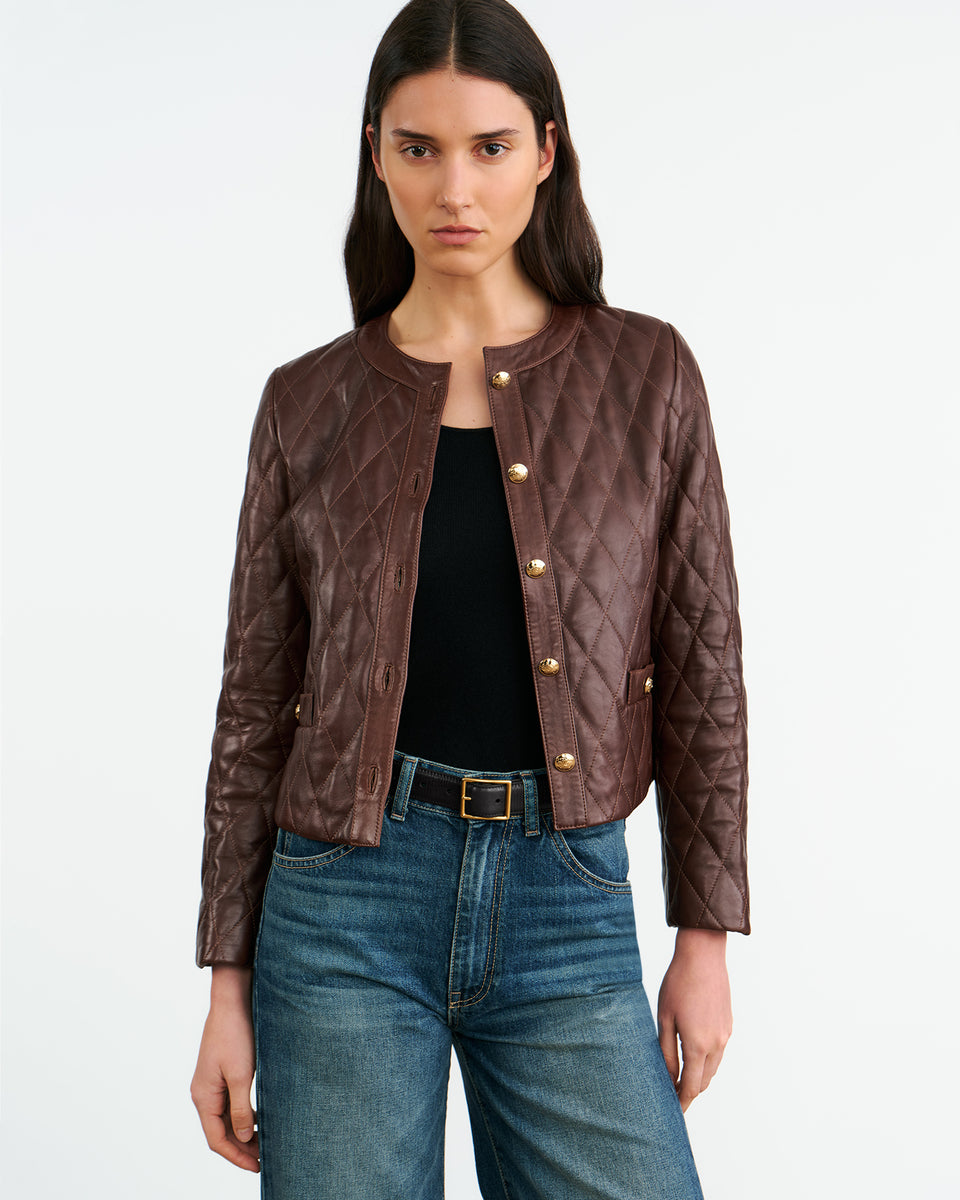 AMY LEATHER JACKET IN BORDEAUX