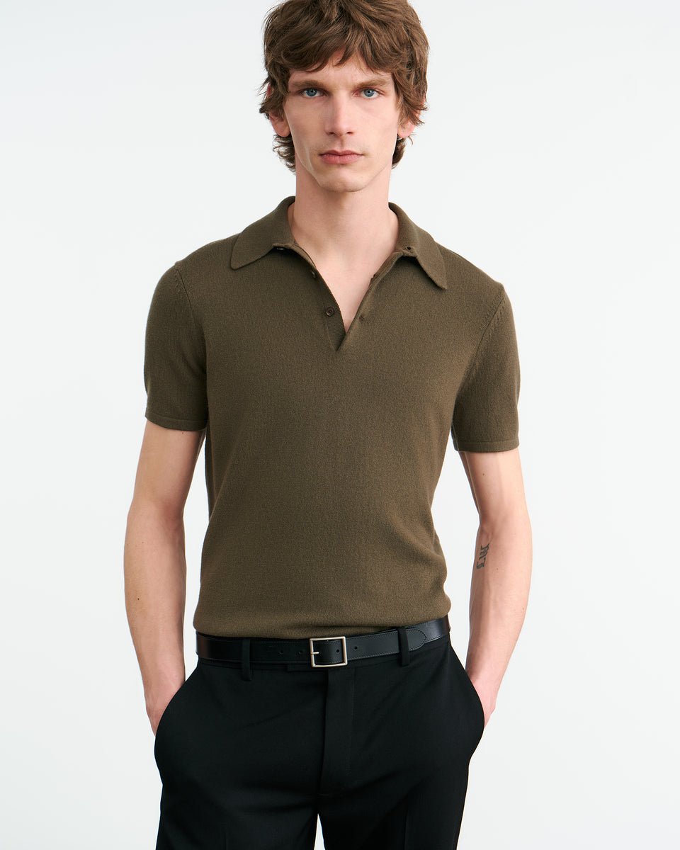 MYLES CASHMERE POLO IN DARK MOSS