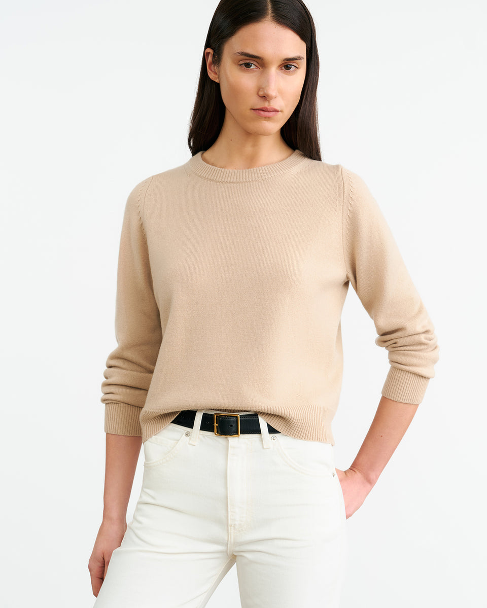 NORA CASHMERE SWEATER IN TAUPE