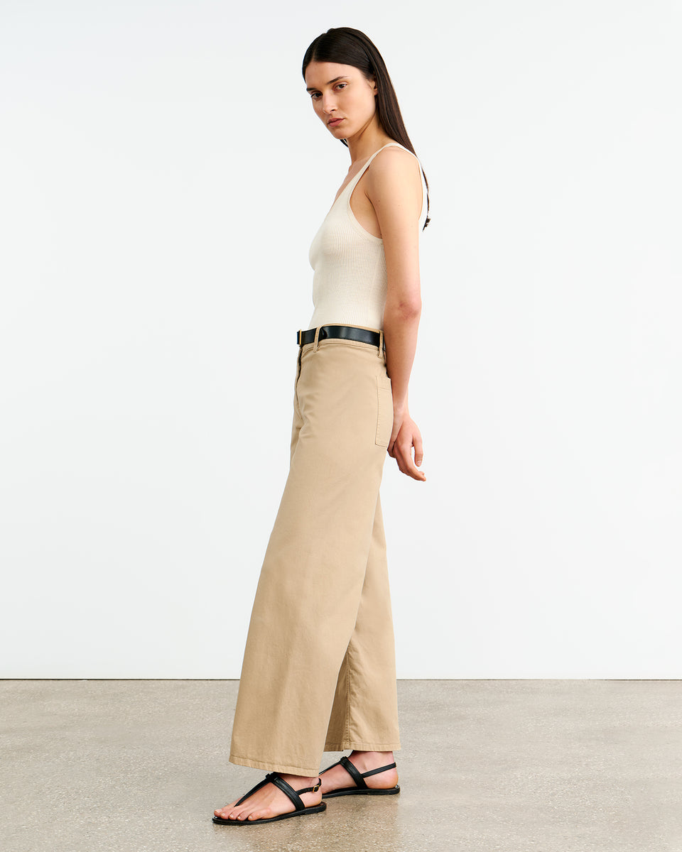 MEGAN COTTON PANT IN ROCK KHAKI