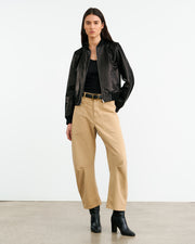 THORENS LEATHER BOMBER IN BLACK