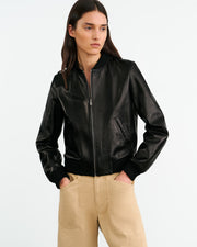 THORENS LEATHER BOMBER IN BLACK