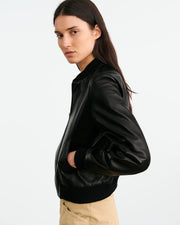 THORENS LEATHER BOMBER IN BLACK