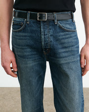 MENS FRANS BELT IN BLACK W/ANTIQUE SILVER BUCKLE