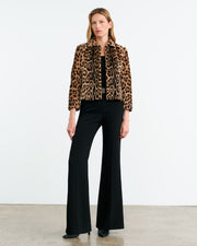 MONTMARTRE SHEARLING CROPPED JACKET IN LEOPARD PRINT