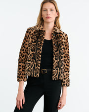 MONTMARTRE SHEARLING CROPPED JACKET IN LEOPARD PRINT