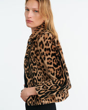 MONTMARTRE SHEARLING CROPPED JACKET IN LEOPARD PRINT