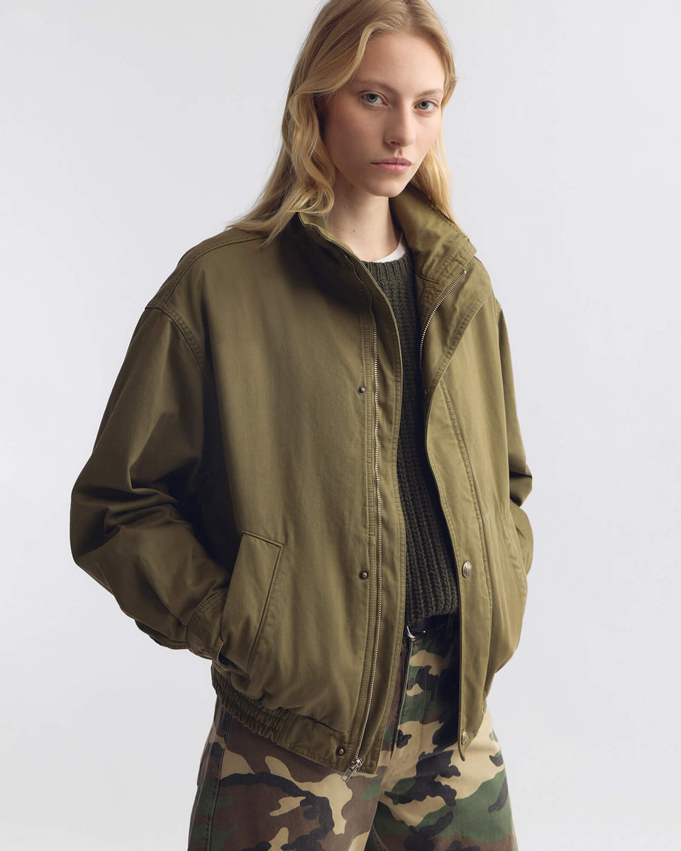 KLAIRE BLOUSON COTTON JACKET IN SHADOW GREEN