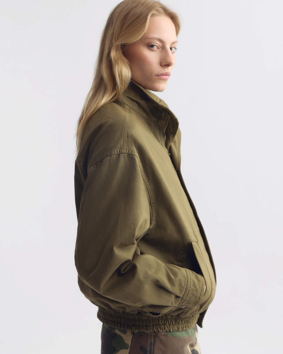 KLAIRE BLOUSON COTTON JACKET IN SHADOW GREEN