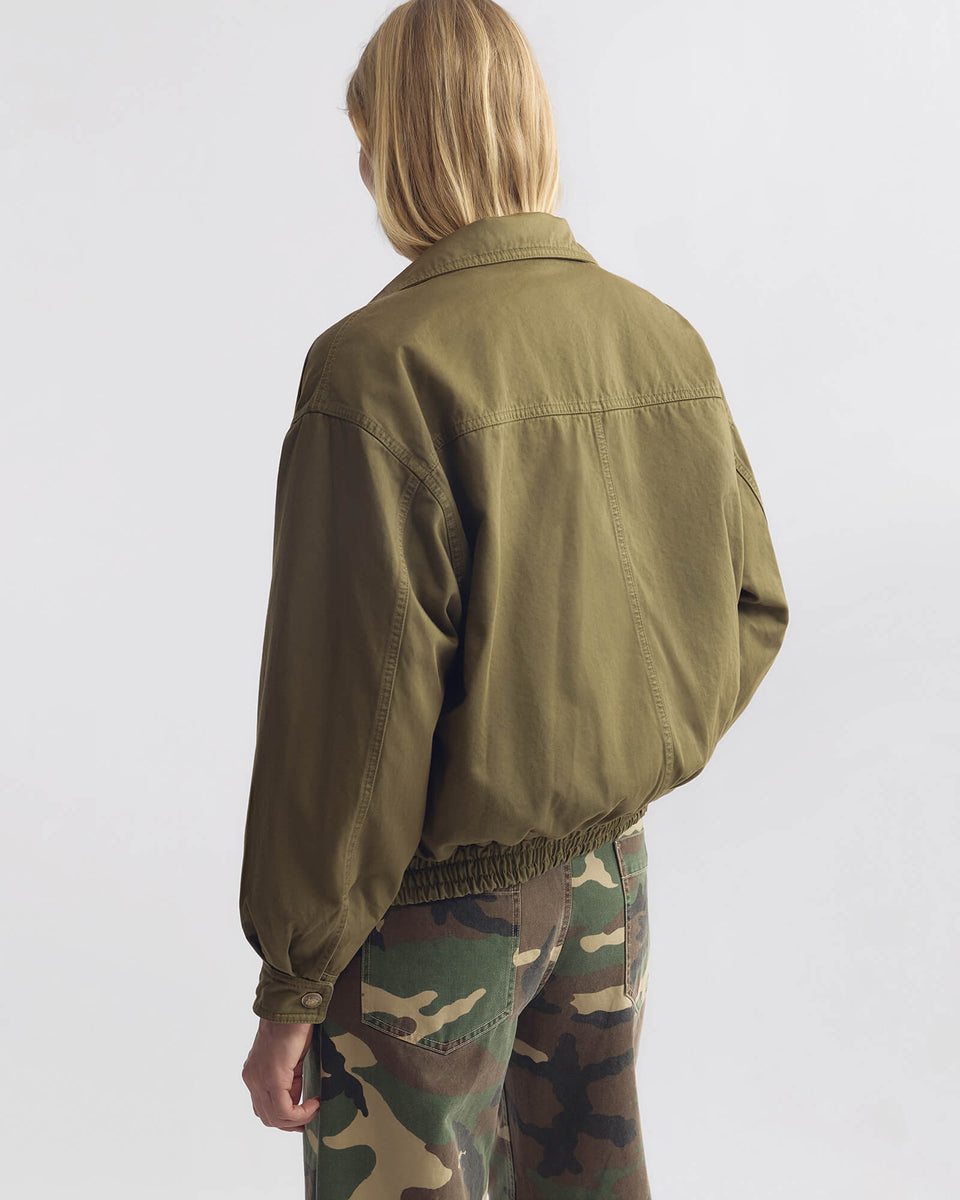 KLAIRE BLOUSON COTTON JACKET IN SHADOW GREEN