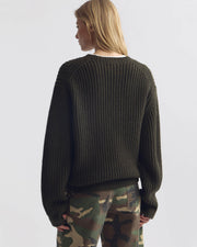 TYLER WOOL SWEATER IN DARK PINE MELANGE