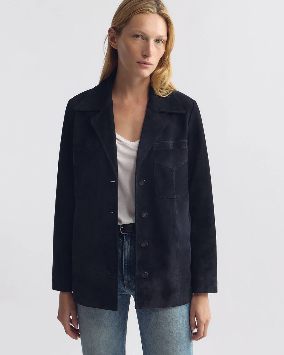 DOMINIC SUEDE JACKET IN MIDNIGHT