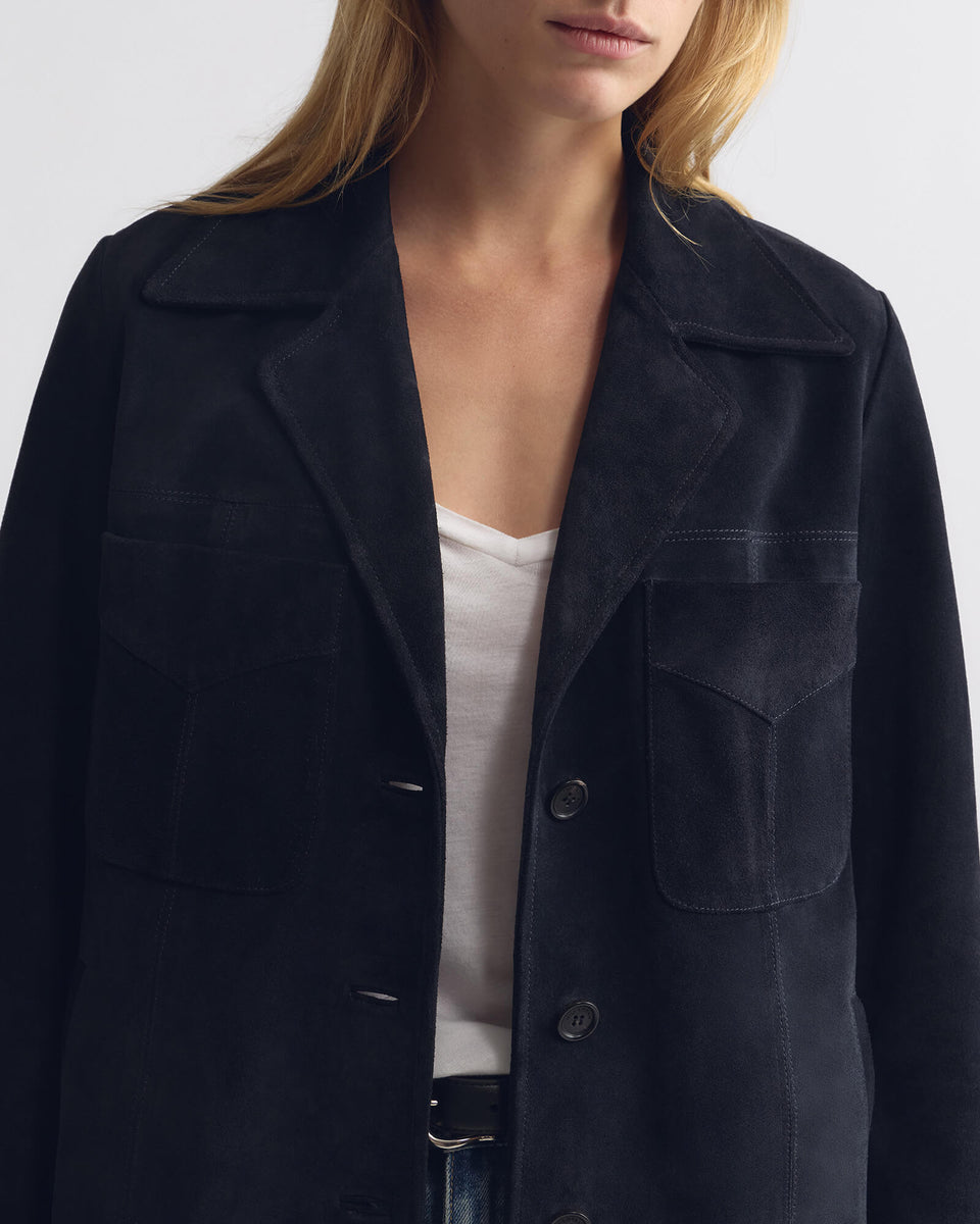 DOMINIC SUEDE JACKET IN MIDNIGHT