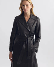 ARSENE LEATHER TRENCH COAT IN BLACK