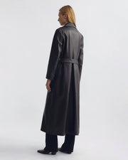 ARSENE LEATHER TRENCH COAT IN BLACK