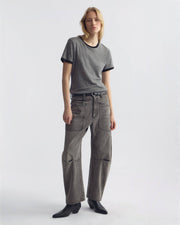 LANA CLASSIC RINGER TEE IN HEATHER GREY/JET BLACK