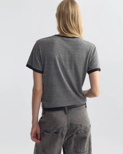 LANA CLASSIC RINGER TEE IN HEATHER GREY/JET BLACK
