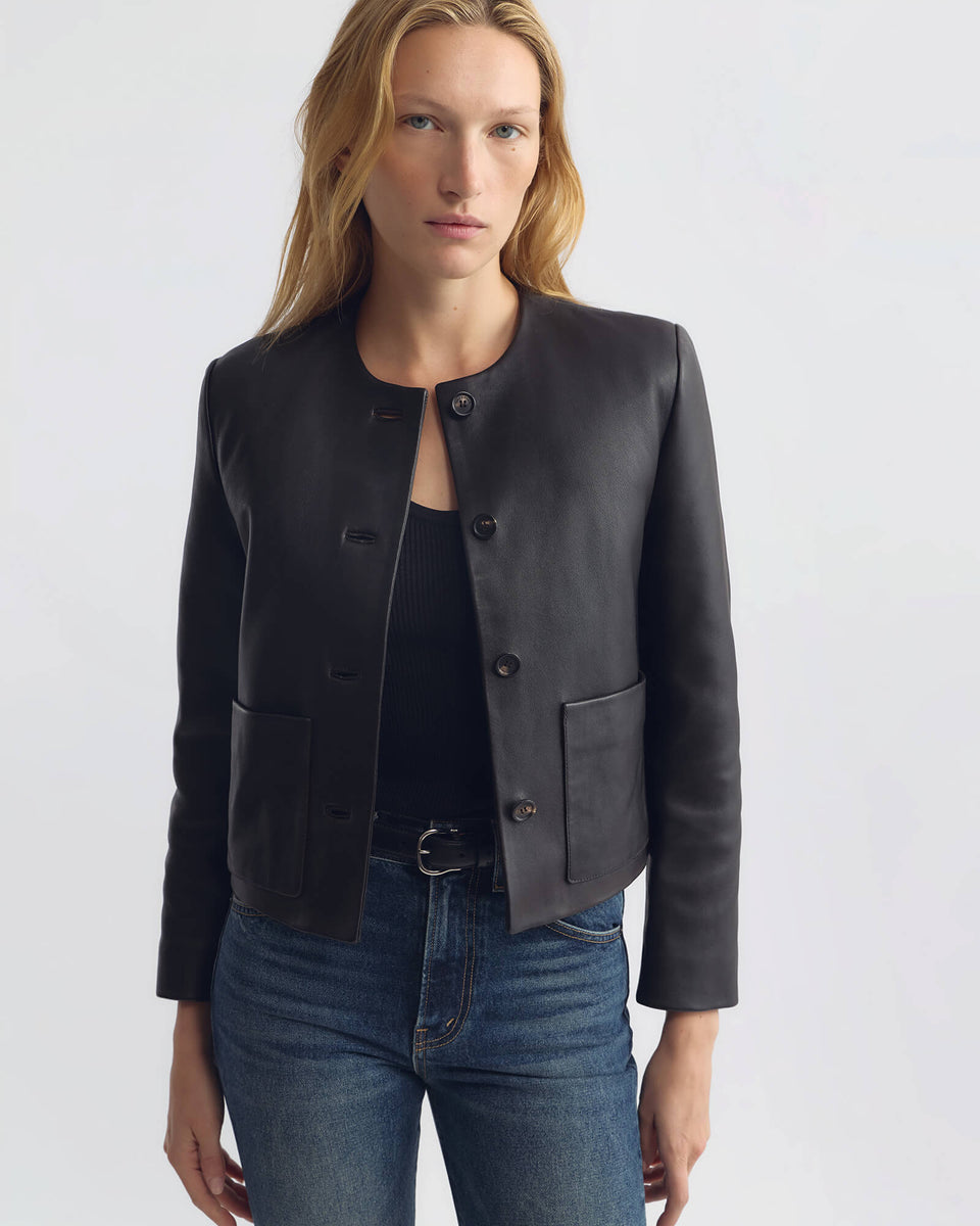 OPHELIE LEATHER JACKET IN BLACK