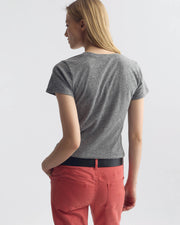 CAROL VNECK TEE SHIRT IN HEATHER GREY